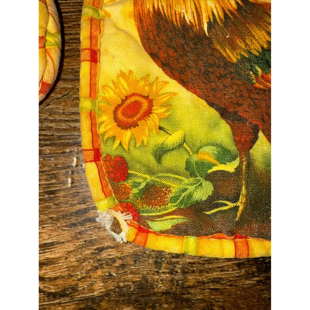 Rooster‎ Sunflower Oven Mitt and Pot Holder Set Farmhouse Kitchen Decor